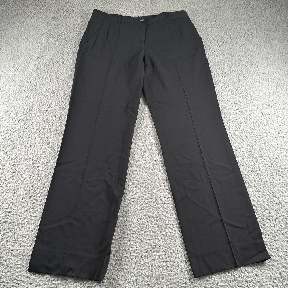 Dolce & Gabbana Dress Pants Womens 42 EU 30 US Black Wool Straight Italy Pleated